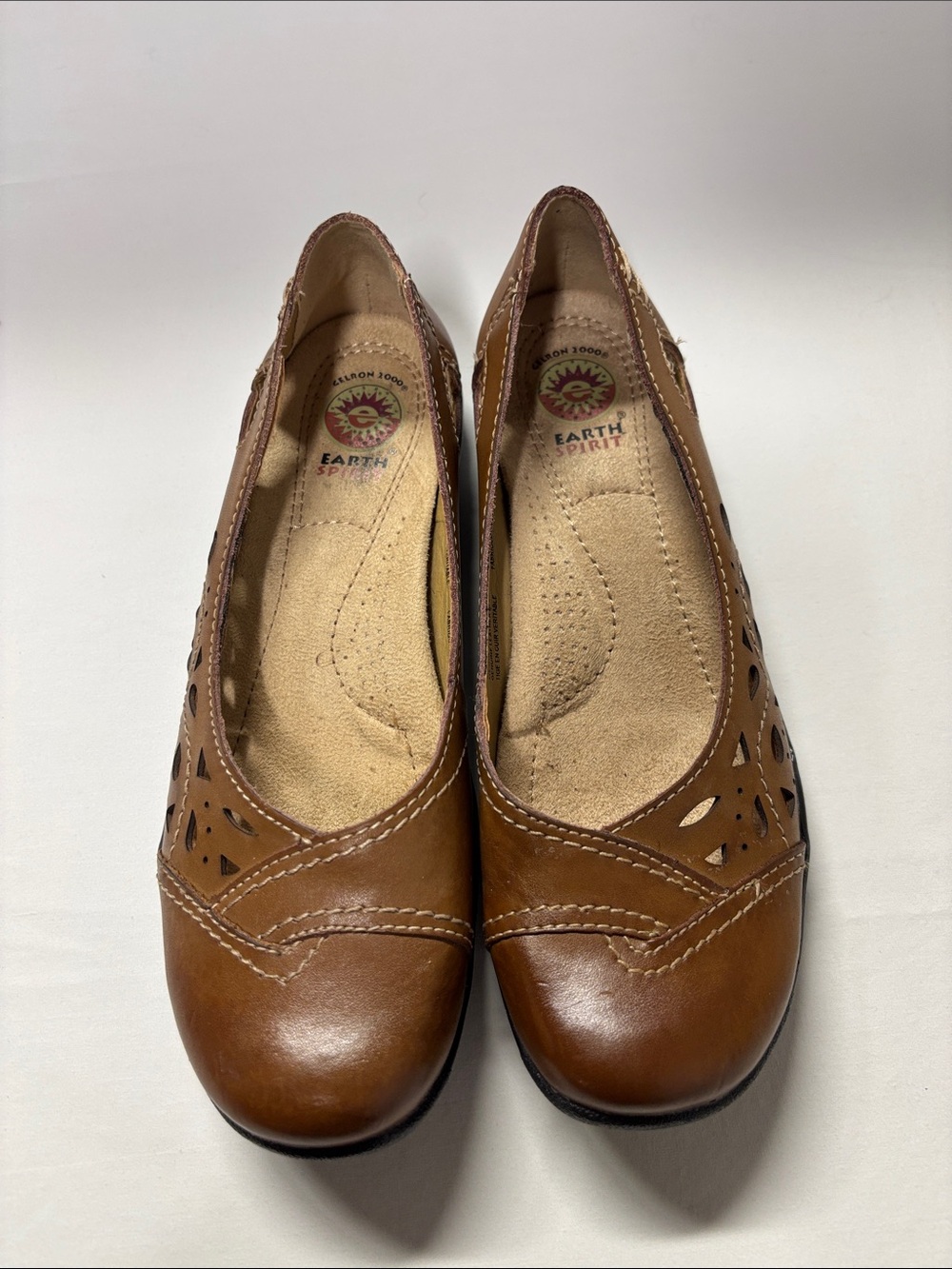 Earth Spirit Brown Leather Slip-On Flats